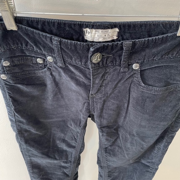 Free People Navy Blue Velour Jeans Size 25 - Picture 3 of 5